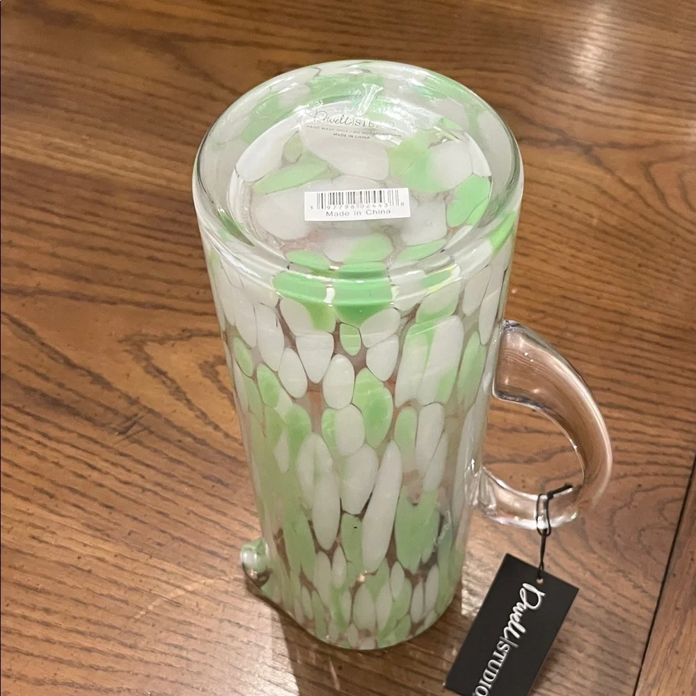 Dwell Studio Green and White Glass Pitcher,‎ NWT
